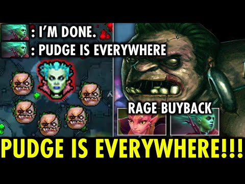 PUDGE IS EVERYWHERE!! EPIC ROAMING HOOKS MAKES THEM RAGE BUYBACK | GENIUS PUDGE