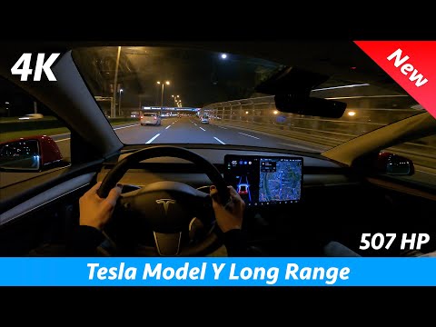 Tesla Model Y Long Range 2022 - Night POV & FULL Review in 4K | Advanced AP, Acceleration 0-100 km/h