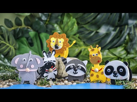 DIY Felt Forest Animal Craft Kit Including Giraffe Lion Panda Zebra Elephant Tutorial