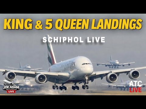 🔴 LIVE: Royal Crosswind Arrivals at Schiphol | King A380 & 5 Queen 747s