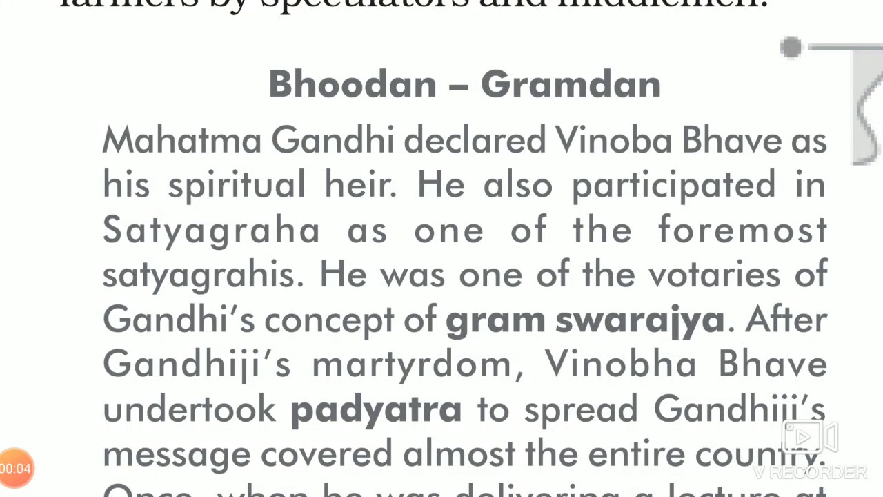 Class 10 , Chapter 4, Bhoodan - Gramdan