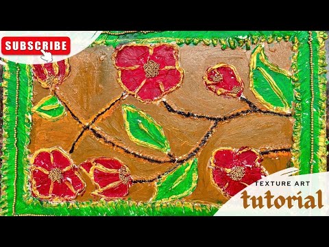 MUST SEE Texture! EASY Technique YOU Can Try - DIY Flower Art + Gold Leaf | AB Creative Tutorials