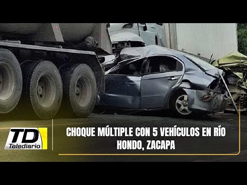 Choque múltiple con 5 vehículos en Río Hondo, Zacapa