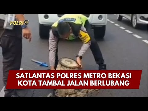 PRESISI UPDATE : SATLANTAS POLRES METRO BEKASI KOTA TAMBAL JALAN BERLUBANG 07/02/2026 (19.00)