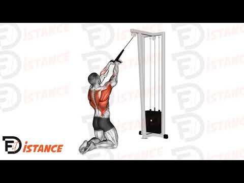 Exercice Tirage frontale corde à la poulie haute à genoux