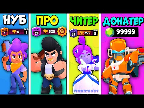 НУБ против ПРО против ЧИТЕРА против ДОНАТЕРА в БРАВЛ СТАРС | Brawl Stars