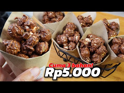 CUMA 3 BAHAN JADI JAJANAN LARIS YG NYOKLAT BGT | Popcorn coklat untuk jualan!