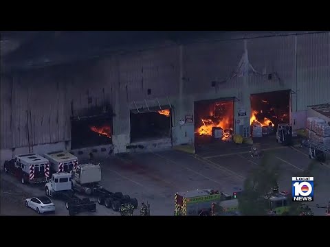 Fire rescue officials give update on NW Miami-Dade warehouse fire