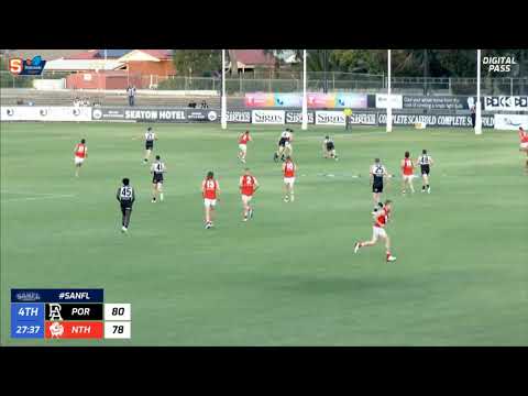 SANFL Snapshot - Port's Taj Schofield kicks the sealer