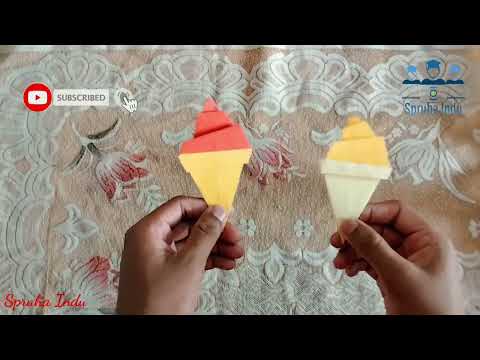 आईसक्रीम कागदकाम कार्यानुभव How to make easy paper Ice cream for kids DIY Crafts @spruhaindu