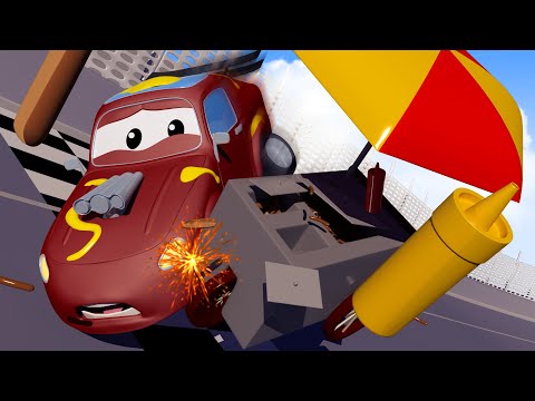 Toms Autowaschanlage -  Jerry das Rennauto fährt in einen Hotdog-Stand - Cartoons für Kinder 🚓 🚒