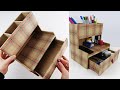 DIY Desktop Organizer From Cardboard Pen Holder Organizer Paper Craft Cardboard Craft