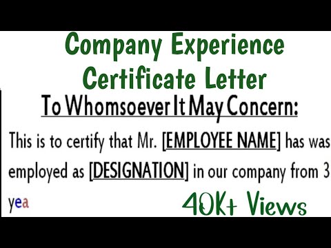 YouTube video about Definition and Examples of an Experience Letter