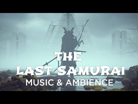 Futuristic Samurai With Katana Sword Drawn Near Foggy Battlefield | Winter sound at dusk |