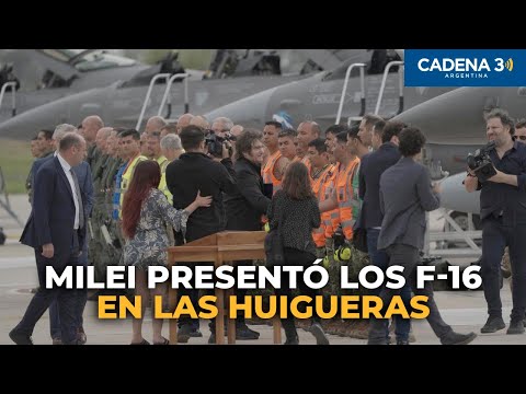 JAVIER MILEI PRESENTÓ LOS AVIONES F-16 EN LAS HUIGUERAS, CÓRDOBA | Cadena 3 Argentina