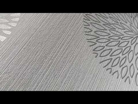 A S  Création Vliestapete Spot Blumentapete floral Glitzereffekt grau