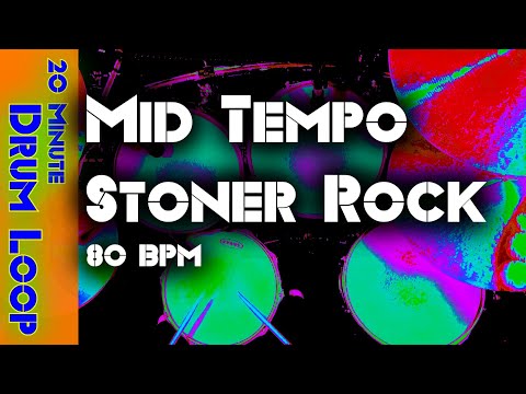 20 Minute Drum Loop - Mid Tempo Stoner Rock 80 BPM
