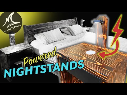 Handmade Nightstands with Built-In Wireless Charger and Light