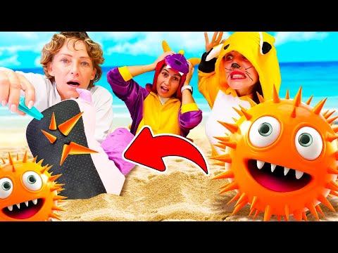 Spielzeug Video für Kinder - Nicole und der Drache. Barfuß am Strand.