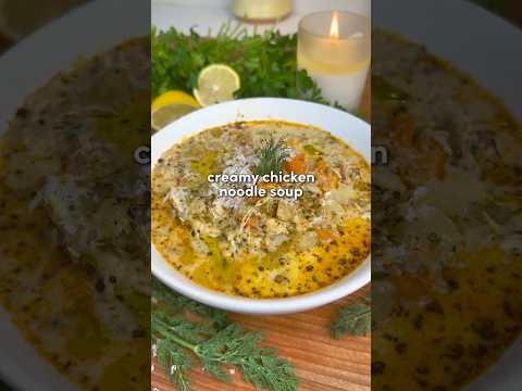 Creamy Chicken Noodle Soup with Potatoes 🥣 (Full recipe on my website & pinned in comment section)