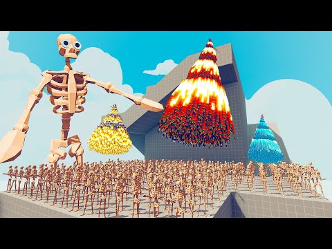 200x SKELETON vs 4x EVERY GOD - Totally Accurate Battle Simulator TABS