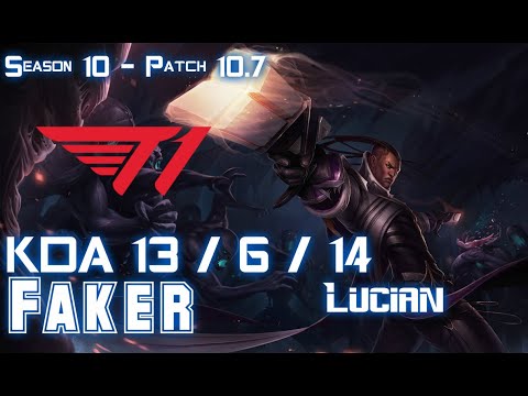 T1 Faker LUCIAN vs LEBLANC Mid - Patch 10.7 KR Ranked