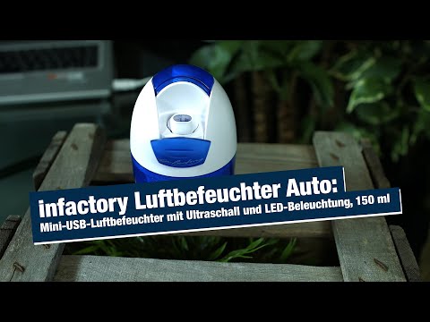 infactory Luftbefeuchter Auto: Mini-USB-Luftbefeuchter mit Ultraschall und LED-Beleuchtung, 150 ml