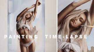 OIL PAINTING TIME-LAPSE || “Luz do dia” Oil on paper, silver leaf