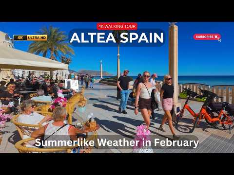 Full Restaurants & Sunny Vibes | ALTEA Beach Promenade in February | 4K Walk