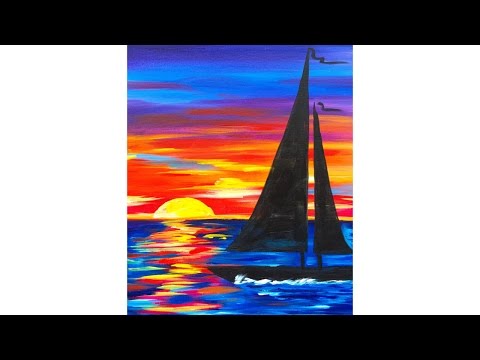 Sailboat Sunset Seascape Acrylic Painting for Beginners | TheArtSherpa