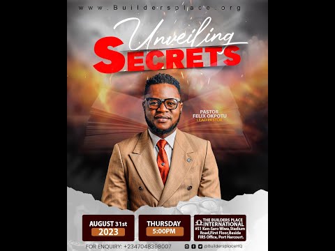UNVEILING SECRET - The Builders Place Int'l Thursday Service || 31st August 2023