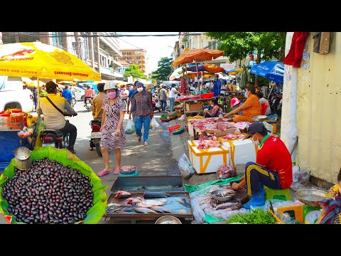 Morning Market Food Scenes @ Psar Kromoun - Natrual Living In Cambodian Market Near Beong Trabaek