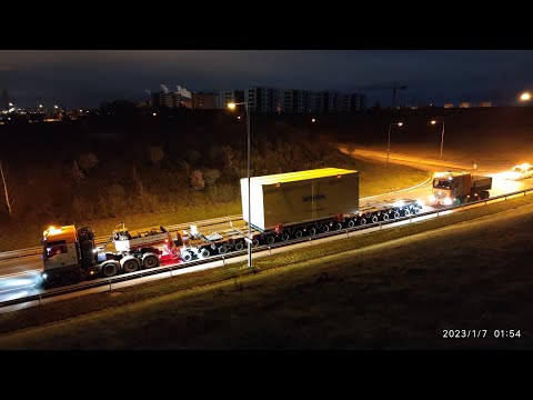 Přeprava generátoru z Plzně do přístavu Lovosice - Nadměrný náklad / Oversize load / Schwertransport