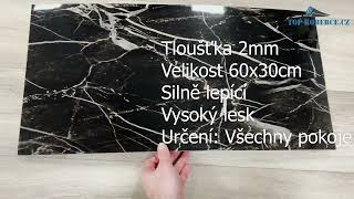 PVC panel dlaždice PBM-05 Mramor černo-bílý (60x30cm) samolepící 