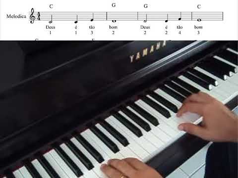 Aula 04 - Teclado para iniciante - Compasso - 1ª Música - Deus é tão bom