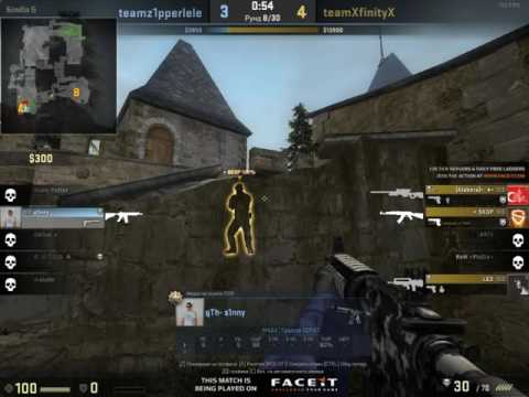 CS:GO s1nny 1v4 clutch [cobblestone]