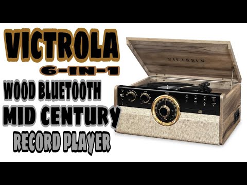 victrola 6 in 1 wood bluetooth mid century record player