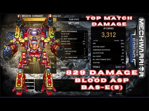 MechWarrior Online: Blood Asp BAS-E(S) - 829 Damage at Hibernal Rift - Top Match Damage