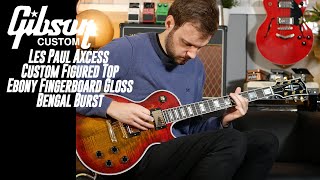 Video thumbnail for Gibson Custom Les Paul Axcess Custom Figured Top, Ebony Fingerboard, Bengal Burst by GAK