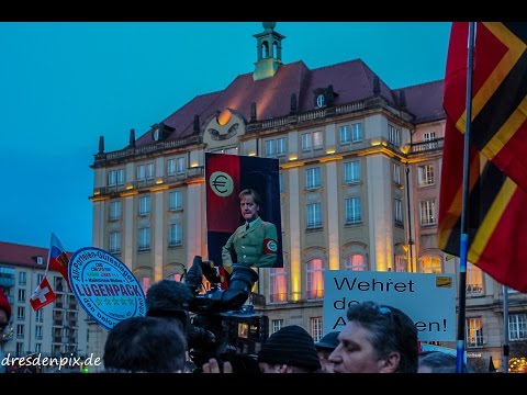 In Dresden gingen heute wieder 18.000 friedlich auf die Straße Pegida 16.März Teil3