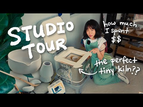 tour my home pottery studio while I make a matcha set! (tiny kiln review, total cost, & more)