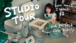 tour my home pottery studio while I make a matcha set! (tiny kiln review, total cost, & more)