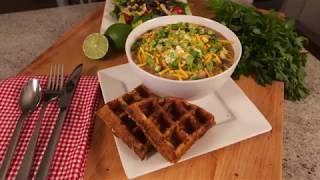 Cheddar Jalapeno Cornbread Waffles with Chicken Tortilla Soup Video