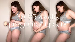 20-25 weeks pregnancy update! 20 week scan, bump photos, baby brain, first kicks, acne etc