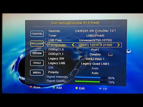 Satellite  61.5 west EchoStar  transponders Dish 75cm
