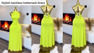 DIY : how to cut a stylish halter neck backless dress #viral #how