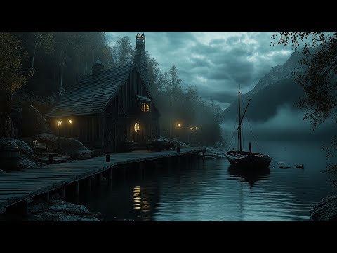 Relaxing Celtic Music with Rain | Midnight on the Middle-earth Docks | Medieval Music