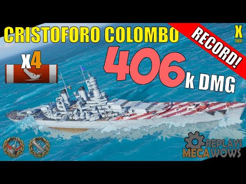 DAMAGE RECORD! Cristoforo Colombo 406k Damage | World of Warships Gameplay
