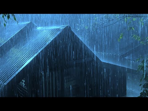 Relax & Deep Sleep with Extremely Heavy Rain and Thunder on Tin Roof in Mysterious Night Mist Forest