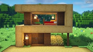 Minecraft | How To Build a Small Survival Wooden Modern House